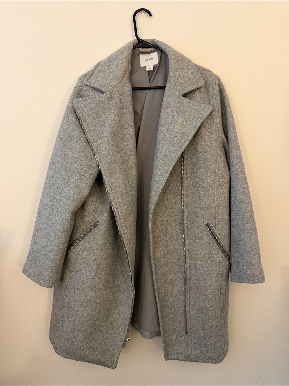Old Navy Light Grey Wool-Blend Trench Coat